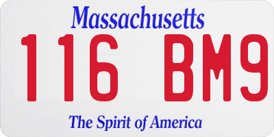 MA license plate 116BM9