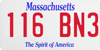 MA license plate 116BN3
