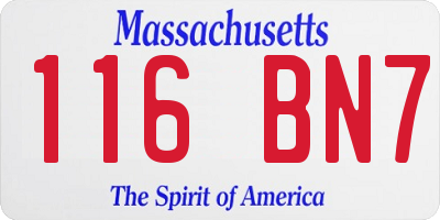 MA license plate 116BN7