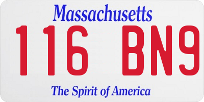 MA license plate 116BN9