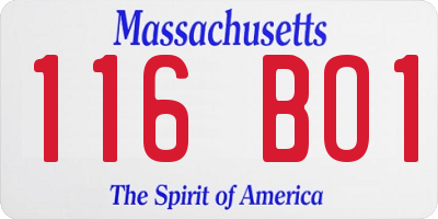 MA license plate 116BO1
