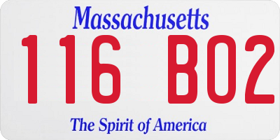 MA license plate 116BO2