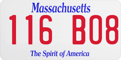 MA license plate 116BO8