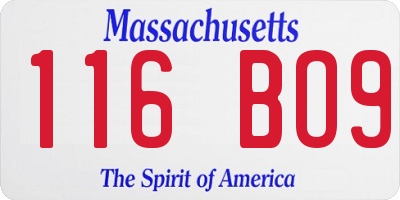 MA license plate 116BO9