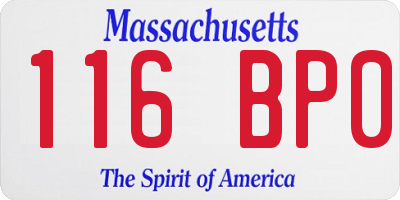 MA license plate 116BP0