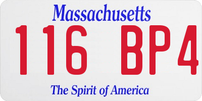 MA license plate 116BP4
