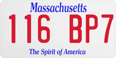 MA license plate 116BP7