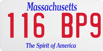 MA license plate 116BP9