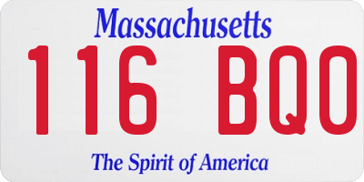 MA license plate 116BQ0