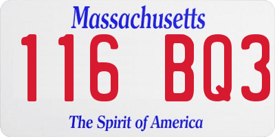MA license plate 116BQ3