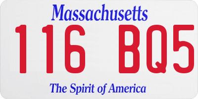 MA license plate 116BQ5