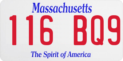 MA license plate 116BQ9