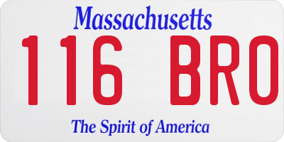 MA license plate 116BR0