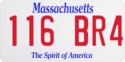 MA license plate 116BR4
