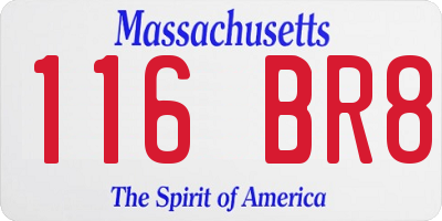 MA license plate 116BR8