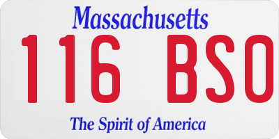 MA license plate 116BS0