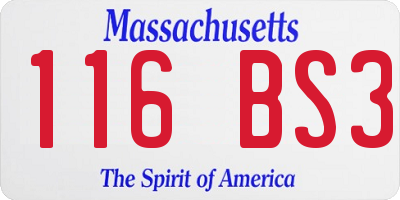 MA license plate 116BS3