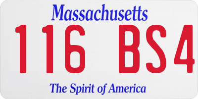 MA license plate 116BS4