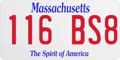 MA license plate 116BS8