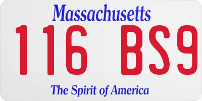 MA license plate 116BS9