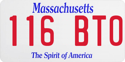 MA license plate 116BT0