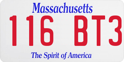 MA license plate 116BT3