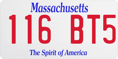 MA license plate 116BT5
