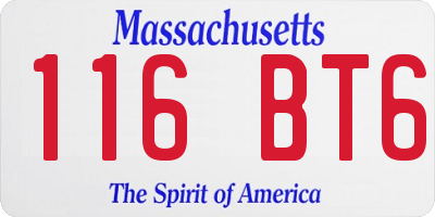 MA license plate 116BT6