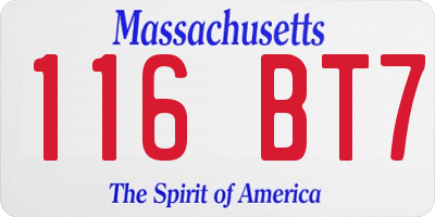 MA license plate 116BT7