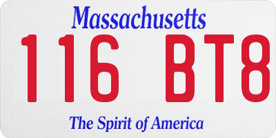 MA license plate 116BT8