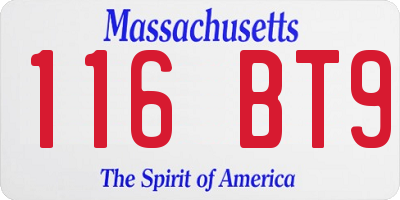 MA license plate 116BT9