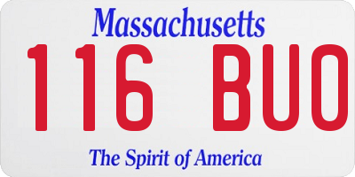 MA license plate 116BU0