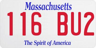 MA license plate 116BU2