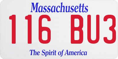 MA license plate 116BU3