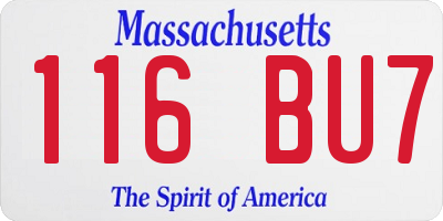 MA license plate 116BU7