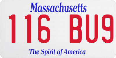 MA license plate 116BU9