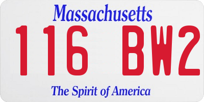 MA license plate 116BW2