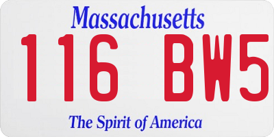 MA license plate 116BW5