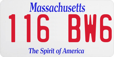 MA license plate 116BW6