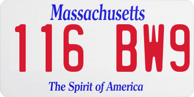 MA license plate 116BW9