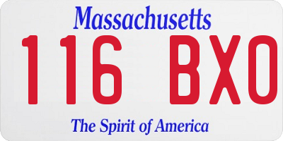 MA license plate 116BX0