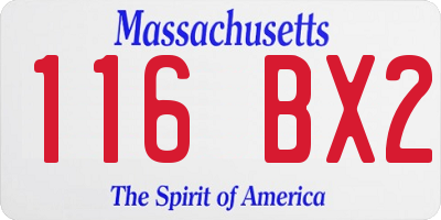 MA license plate 116BX2