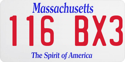 MA license plate 116BX3