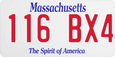 MA license plate 116BX4