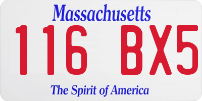 MA license plate 116BX5