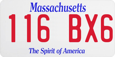 MA license plate 116BX6