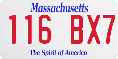 MA license plate 116BX7