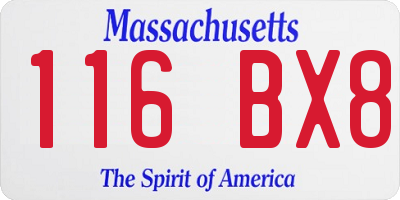 MA license plate 116BX8