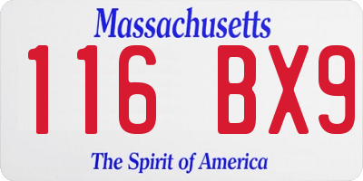 MA license plate 116BX9
