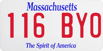 MA license plate 116BY0